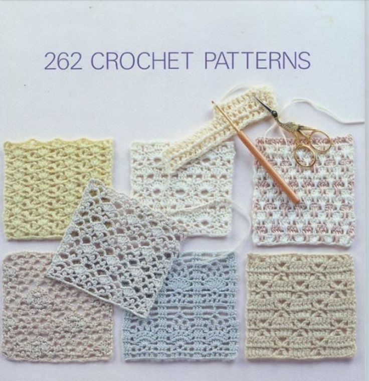 crochet patterns with scissors and yarn on the front cover of a book,