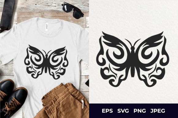 a t - shirt with an image of a butterfly on it and the words eps svg