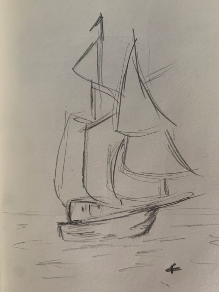 a drawing of a sailboat in the water