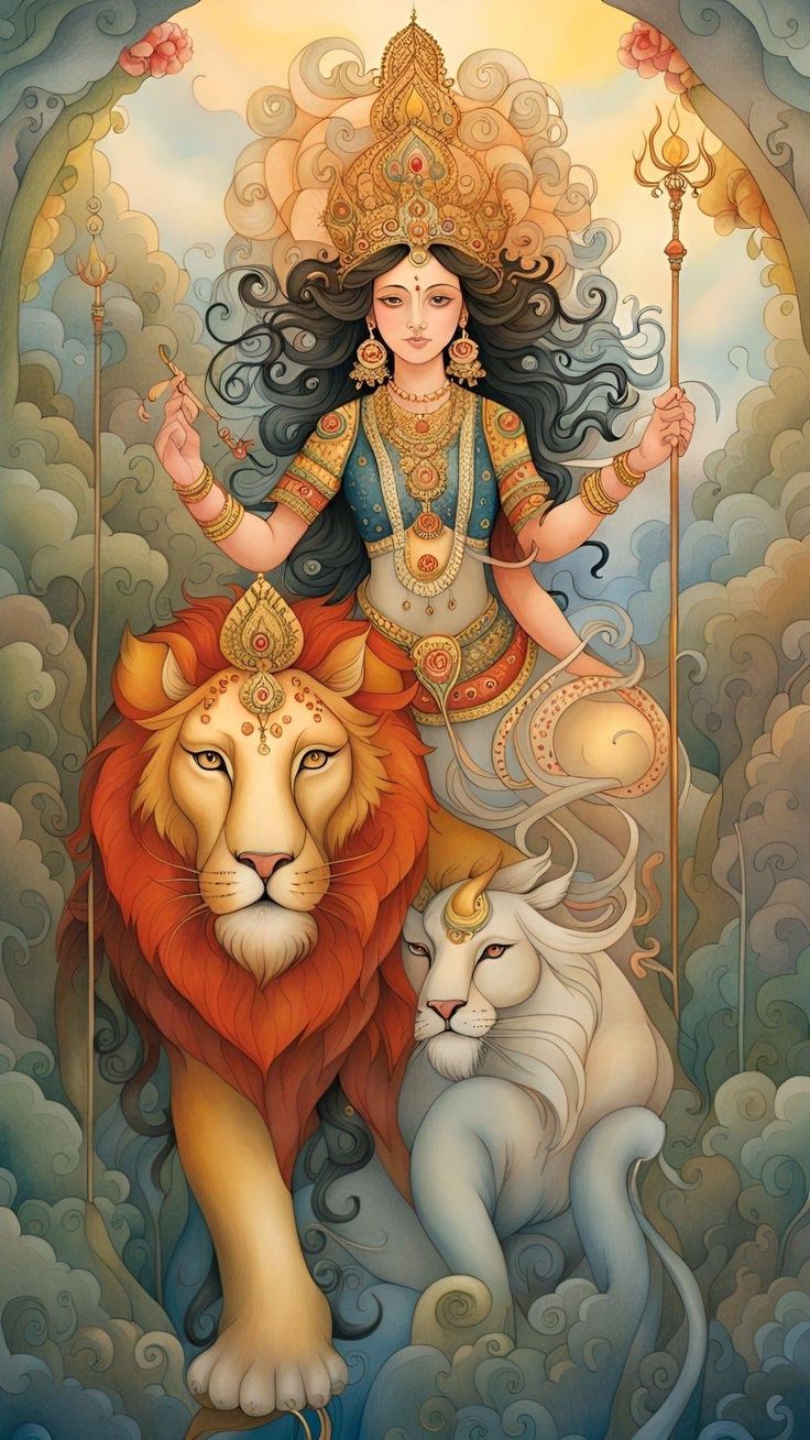 Ma Durga Hindu God Artwork, Durga Goddess Art, Durga Goddess Drawing, Goddess Durga Paintings, Indian Goddess Painting, Durga Maa Art, Indian Goddess Art, Goddess Art Drawing, Ma Durga Painting