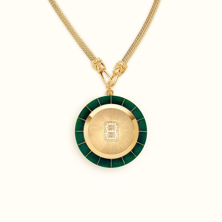 Magic 8 Ball Green · Marie Lichtenberg Green Round Chain Necklace, Luxury Gold Plated Green Jewelry, Luxury Green Jewelry With Polished Finish, Luxury Green Chain Jewelry, Luxury Green Round Jewelry, Luxury Green Jewelry With Detachable Pendant, Green Necklace With Detachable Round Pendant, 8 Ball Ring, Green Locket Jewelry