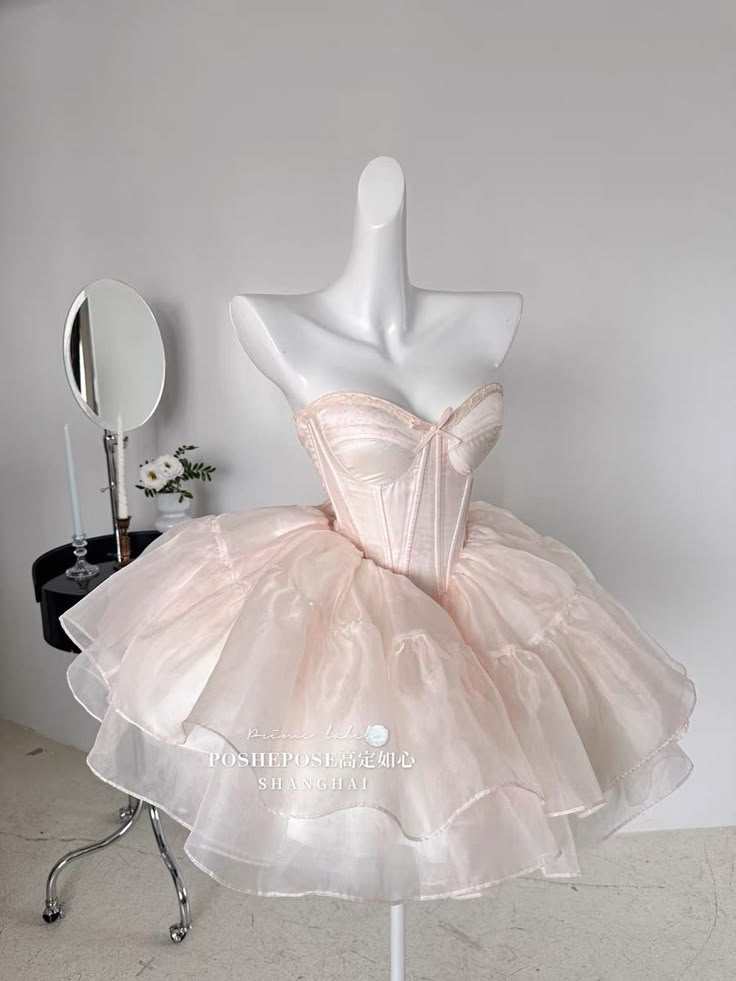 #dress #princess Pink Peom Dresses, Prom Dresses Cute Short, Short Pink Quince Dress, Pink Dress Elegant Short, Poofy Short Dress, Prom Dress Pink Short, Dresses Photoshoot Ideas, Princess Dresses Short, Short Pink Prom Dress