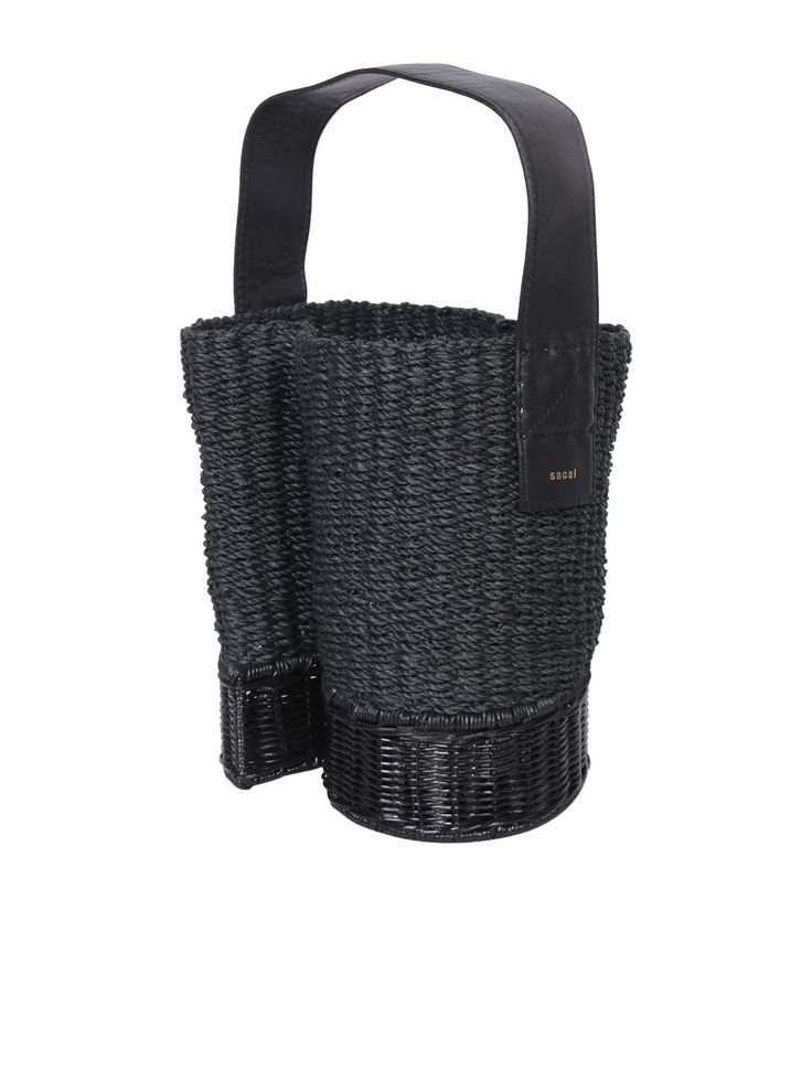 This chic Sacai bucket bag is fashioned from distinctive black woven raffia, offering a unique, eco-friendly aesthetic. Features an open, functional design with a spacious interior for everyday use.Composition: 100% Calf Leather, 100% Other Fibers Modern Bucket Bag For Vacation, Modern Bucket Bag With Braided Handles For Beach, Modern Bucket Bag With Braided Handles For Vacation, Modern Woven Rectangular Bucket Bag, Straw Bucket Shoulder Bag With Intrecciato Weave, Modern Bucket Straw Bag With Braided Handles, Woven Bucket Bag With Top Handle For Shopping, Bucket Bag With Intrecciato Weave For Vacation, Modern Natural Bucket Bag With Braided Handles