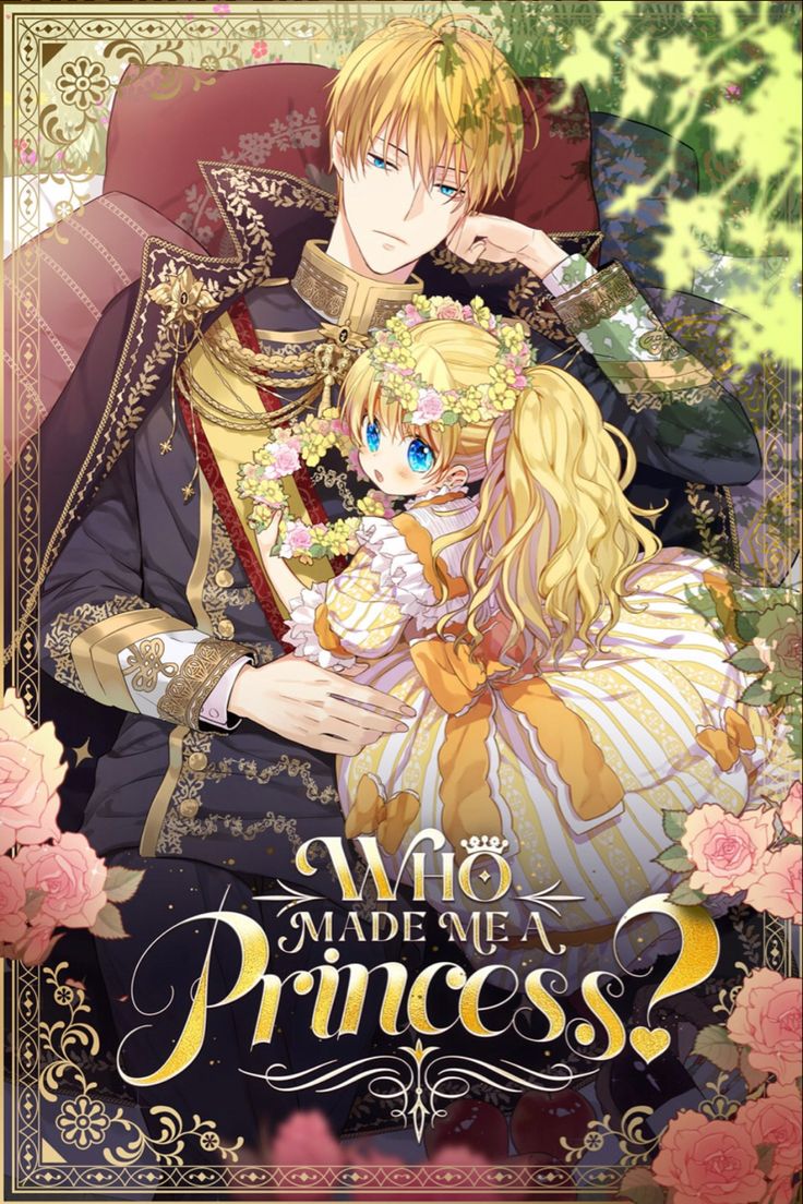 two anime characters hugging each other with flowers in the foreground and text that reads, who made us princess?