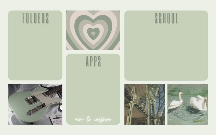 four different pictures with the words, flowers, and hearts on them in green tones