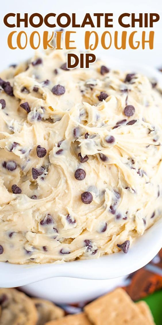 chocolate chip cookie dough dip on a white plate