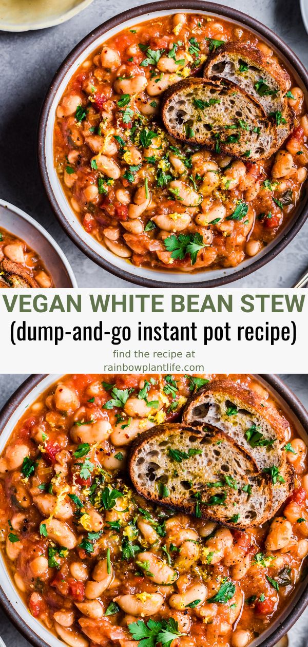 vegan white bean stew with dump - and - go instant pot recipe