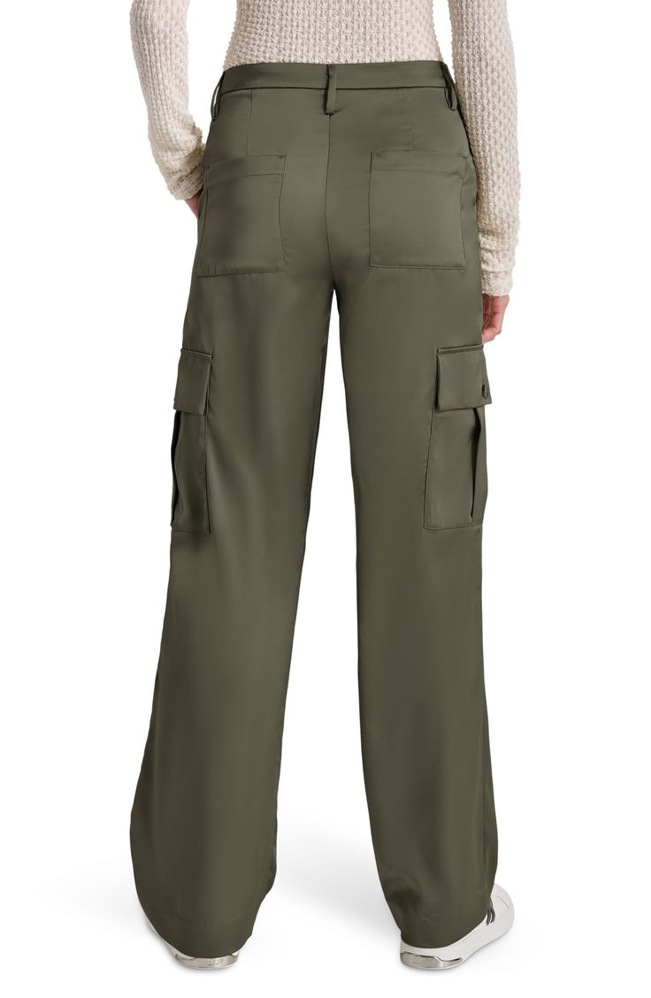 March to a utilitarian beat in these cargo pants cut from soft fabric and plenty of pockets for all your daily essentials. 30" inseam; 12" front rise; 15" back rise Zip fly with button closure Front slant pockets; back patch pockets; cargo flap-patch pockets 100% polyester Machine wash, tumble dry Imported Relaxed Fit Full-length Cargo Pants With Patch Pockets, Relaxed Fit Bottoms With Flap Pockets, Relaxed Fit Full Length Cargo Pants With Multiple Pockets, Khaki Utility Cargo Pants Full Length, Khaki Full Length Utility Cargo Pants, Utility Mid-rise Parachute Pants With Pockets, Utility Work Pants With Multiple Pockets, Cargo Pants With Patch Pockets And Loose Fit, Utility Full-length Cargo Pants With Side Pockets