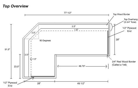 the top view of an enclosure with measurements