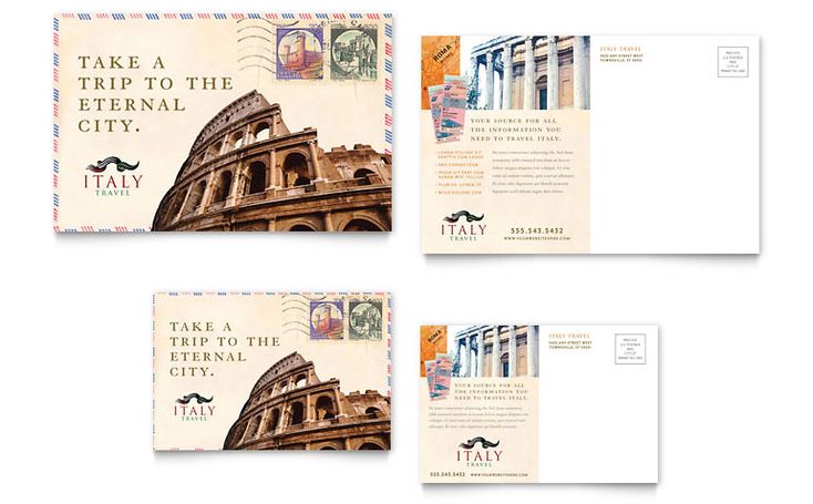 three postcards with the words take a trip to the eternal city, italy on them