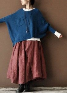 Oversized Style Women, Sweater Skirt Outfit, Vetements Shoes, Purple Linen, Boho Styl, Mori Fashion, Harajuku Girls, Chic Skirts, Mode Boho