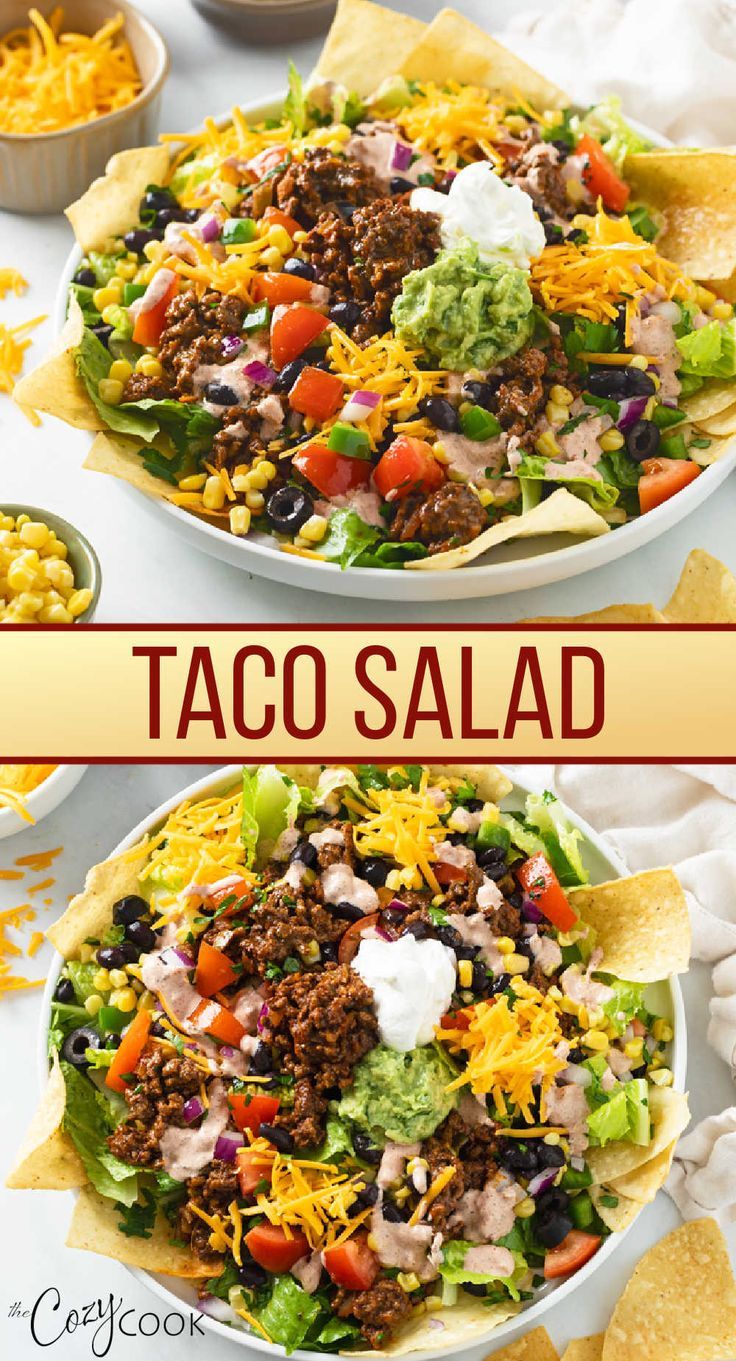 taco salad with lettuce, black beans and cheese