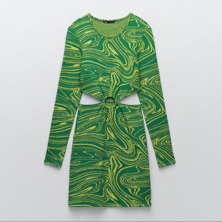 Mini Dress, Never Worn Trendy Yellow Midi Dress, Trendy Green Bodycon Dress For Spring, Yellow Stretch Mini Dress, Spring Green Bodycon Sweater Dress, Trendy Stretch Green Midi Dress, Trendy Green Stretch Midi Dress, Yellow Mini-length Bodycon Dress For Day Out, Chic Yellow Bodycon Dress For Spring, Trendy Green Bodycon Dress For Day Out