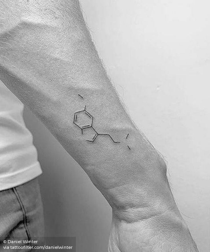 a man's arm with a tattoo on it and an image of the chemical structure