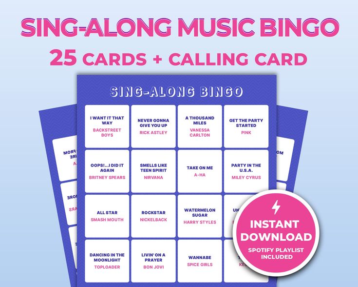 the sing along music bingo card is shown