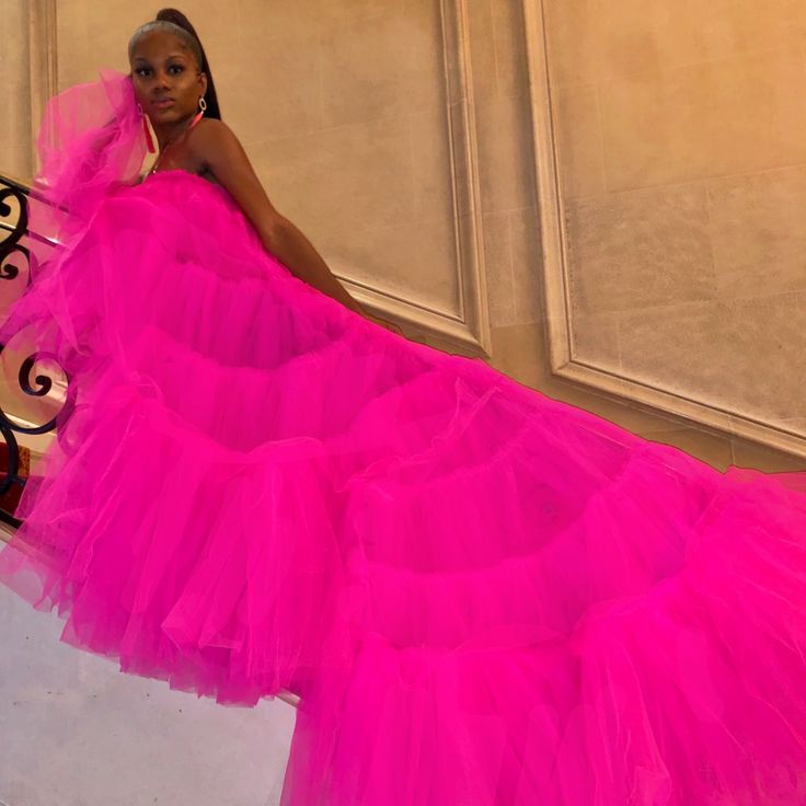 Very Cute & Very Fluffy With A Long Train. I Wore Once To A Ball In Paris, All Eyes Were On Me. Fluffy Dress, Pink Passion, Long Train, Barbie World, All Eyes, All About Eyes, Pink Ladies, Hot Pink, Maxi Dress