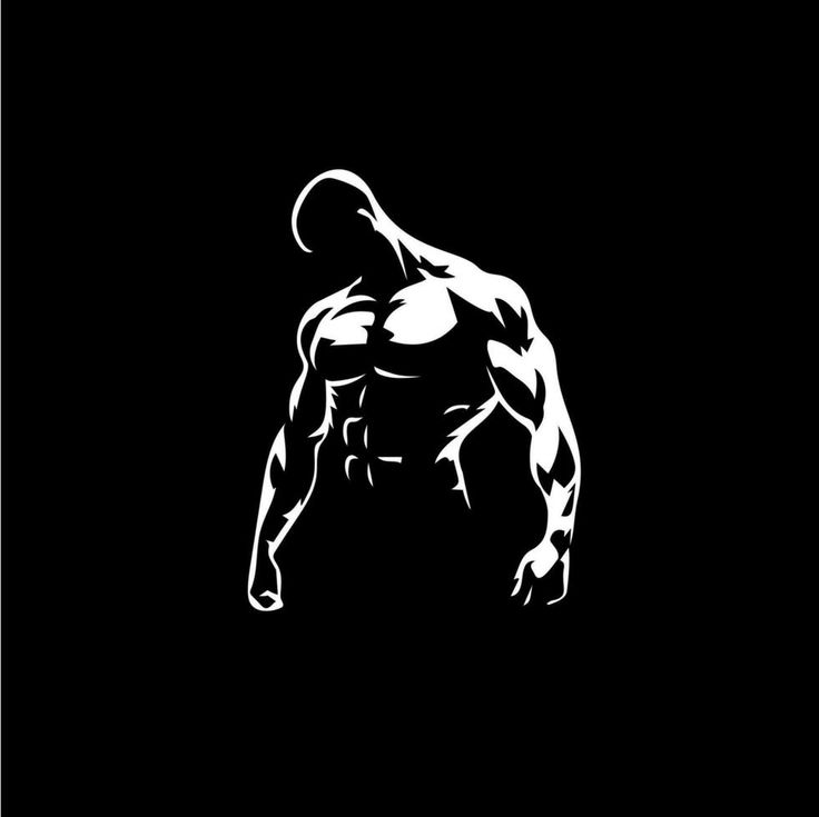 the silhouette of a muscular man on a black background