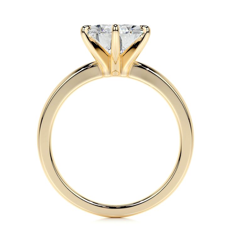 a yellow gold engagement ring with two princess cut diamonds