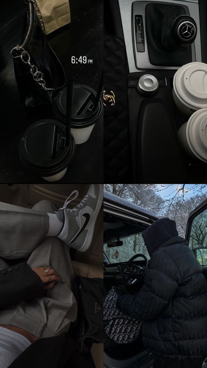 the interior of a car with several items in it