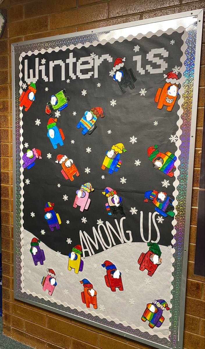 a bulletin board with an image of space shuttles and the words winter is among us