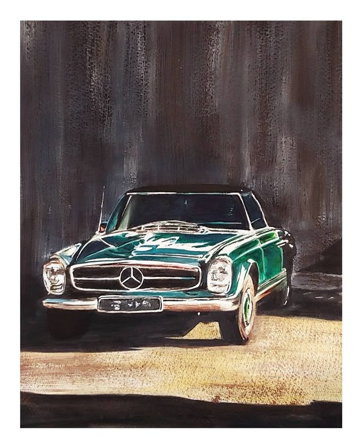 a painting of a mercedes benz sports car