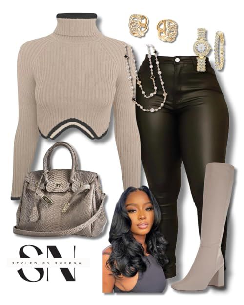 Sheena Nachae''s Amazon Page Casual Winter Outfit Black Women, Classy Birthday Outfits Winter, Baddie Winter Concert Outfits, January Bday Outfit, Long Boots Outfit Plus Size, Winter Night Out Outfit Black Women, Fall Outfits Black Women Amazon, Fall Outfits Black Women Work, Booties Outfit Black Women