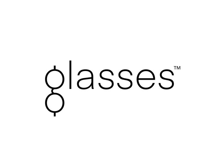 the logo for glasses, which is black and white with an image of two circles