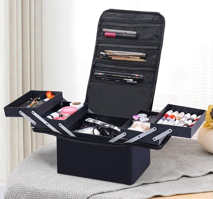 Professional Portable Beauty Case Makeup Case Cosmetics Box Organiser Artist Storage, Alat Makeup, Cosmetic Bag Organization, Large Makeup Bag, Cosmetics Storage, Úložný Box, Professional Bag, Beauty Case, Vanity Case