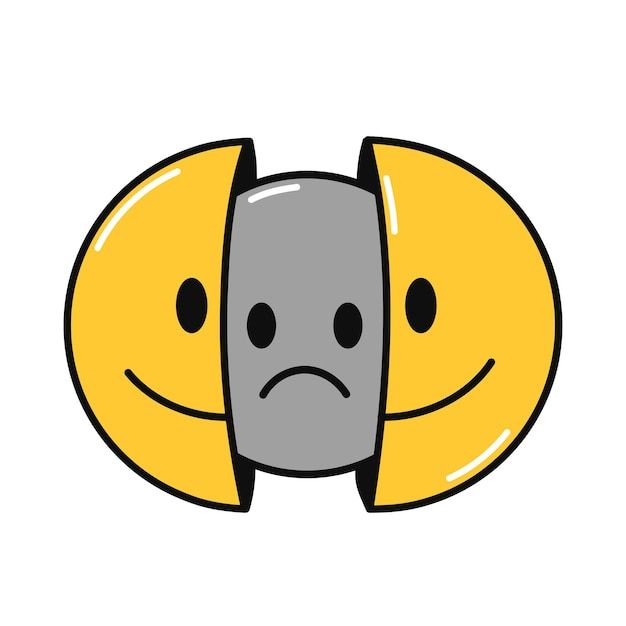 Two half of smile face with sad face ins... | Premium Vector #Freepik #vector #bipolar #despair #bipolar-disorder #unhappy Half Smile, Earth Drawings, Social Networking Sites, Smile Face, Premium Vector, Google Images, Real Life, Pikachu, Quick Saves