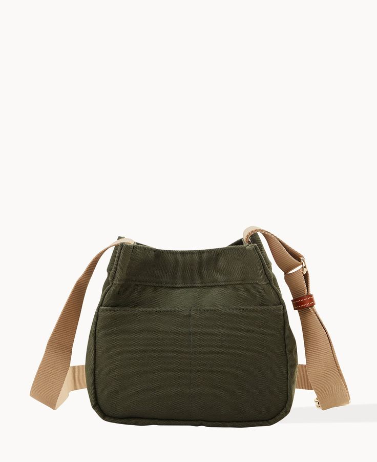 Everyday Classic With a perfectly petite silhouette and lightweight Italian cotton canvas, this classic look will carry all of your essentials in style. Four outside pockets. Two inside zip pockets. Adjustable shoulder strap. Turnlock closure. | Dooney & Bourke Women's Canvas Fabric Crossbody 20 Bag in Forest Canvas Crossbody Bag With Zipper Closure, Everyday Duck Canvas Shoulder Bag With Adjustable Strap, Everyday Shoulder Bag With Adjustable Strap In Duck Canvas, Khaki Crossbody Canvas Bag With Pockets, Khaki Canvas Crossbody Bag, Everyday Utility Crossbody Bag, Utility Crossbody Bag For Everyday Use, Utility Canvas Shoulder Bag For Daily Use, Khaki Crossbody Canvas Bag With Zipper Closure