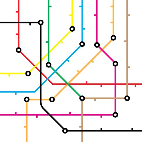 an image of a subway map with many lines and dots on it's sides