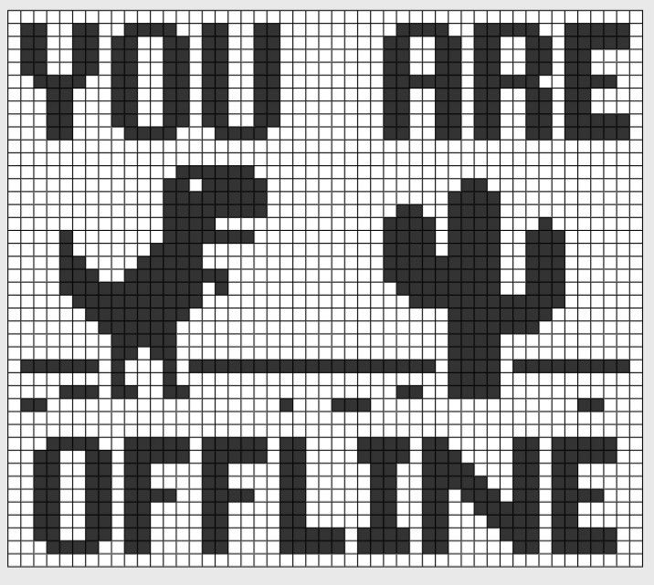 cross stitch pattern with the words you are offline and an image of a cactus