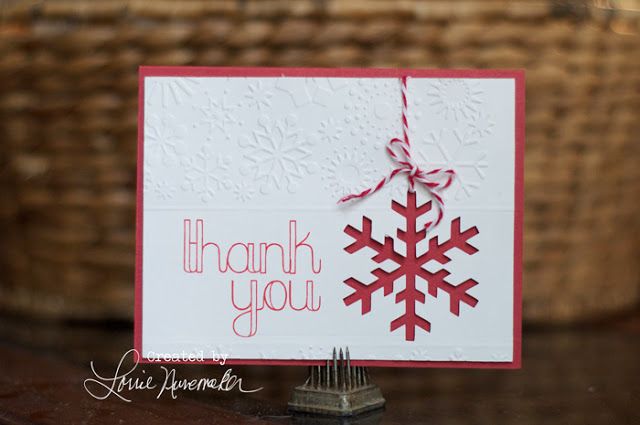 a thank you card with a red snowflake on it