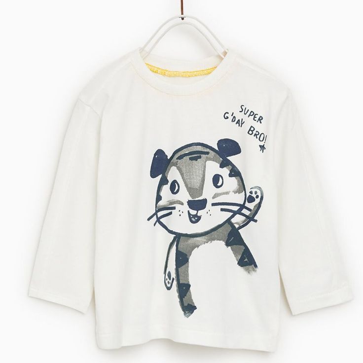 - 100% Cotton - Machine Wash Long Sleeve T-shirt With Character Print For Playtime, Spring Long Sleeve T-shirt With Character Print, Playful Tops With Funny Print For Playtime, Zara Playful Cartoon Print T-shirt, Playful Long-sleeved T-shirt With Graphic Print, Playful Long-sleeve T-shirt With Graphic Print, Cotton Long Sleeve T-shirt With Character Print, Summer Long Sleeve T-shirt With Character Print, White Crew Neck T-shirt For Playtime