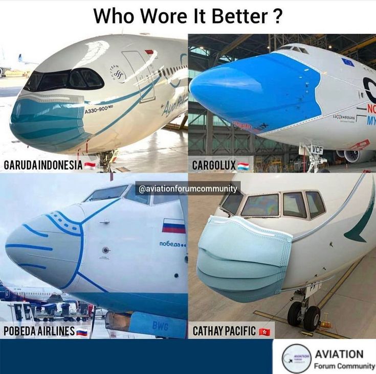 there are four different types of airplanes in this photo, one is blue and the other is white