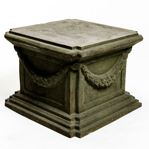 an old stone urn is shown against a white background