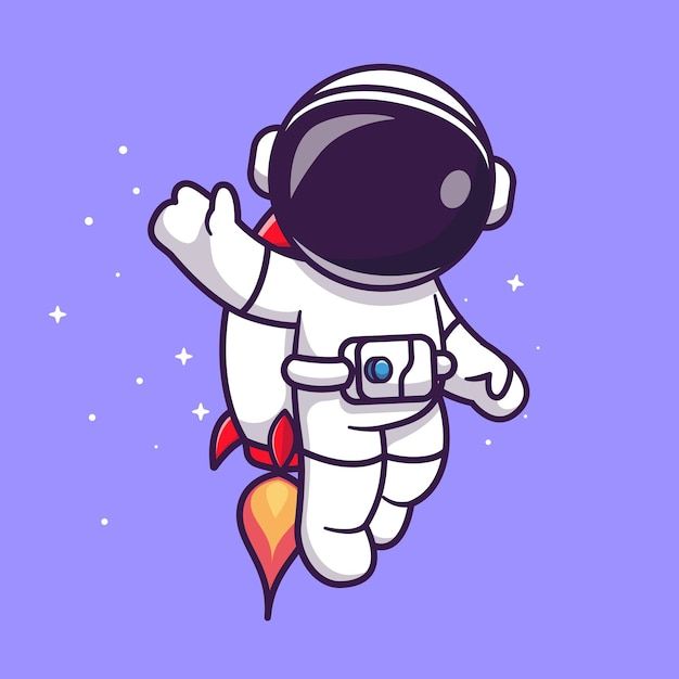 an astronaut floating in the air on top of a rocket with his arms out and feet up