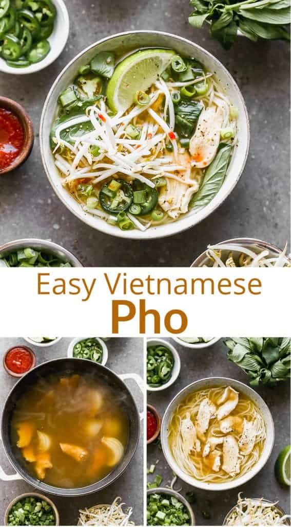 easy vietnamese pho soup with chicken and vegetables