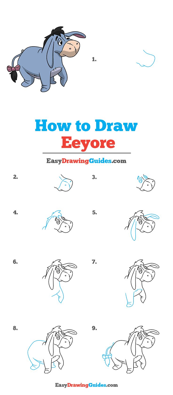 how to draw eeyoe from the movie winnie the pooh with easy drawing guides