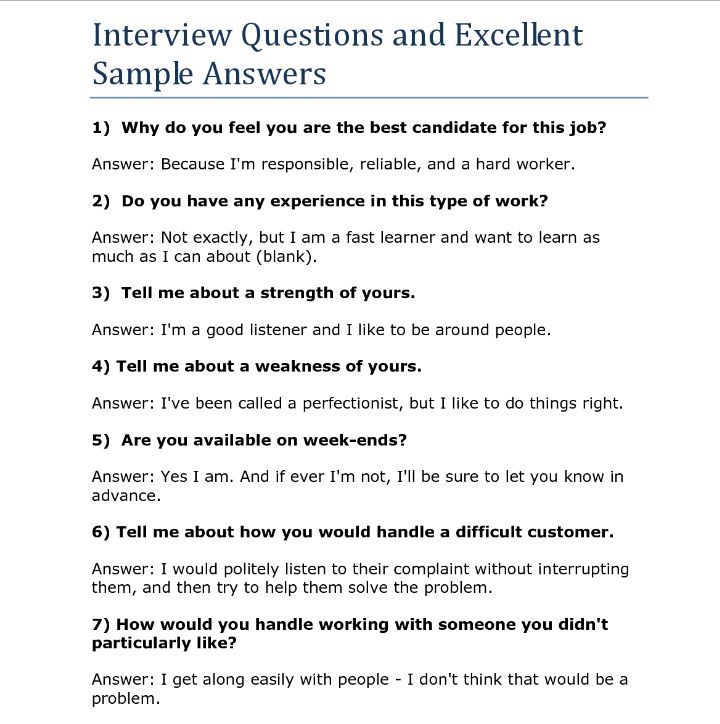 an interview question is shown with the words, sample answers and other things to do