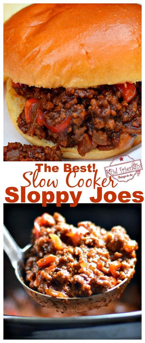 the best slow cooker sloppy joes recipe is made with ground beef and chili