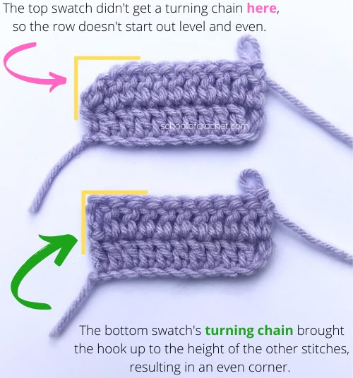 two crochet stitchs are shown with the instructions for how to knit them