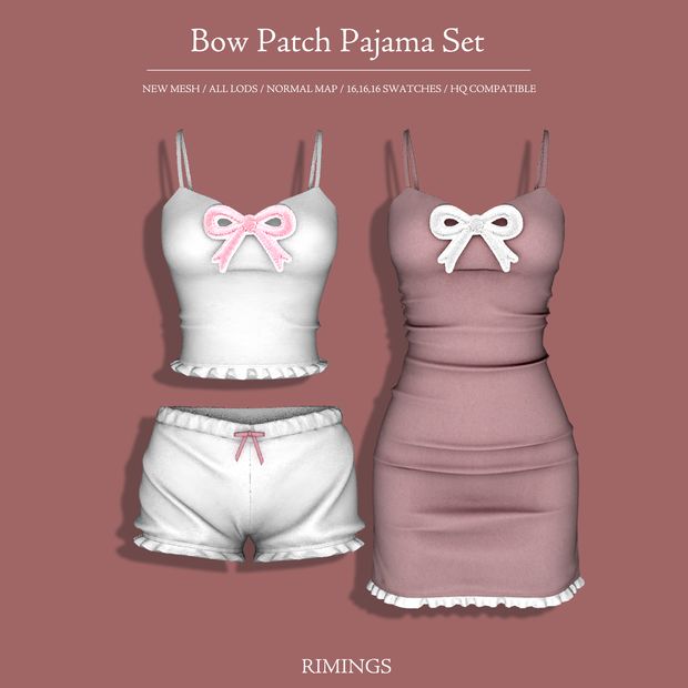 [RIMINGS] Bow Patch Pajama Set | Patreon Sims 4 Controller Override, Custom Sims Sims 4, Sims 4 Cc White Shirt, Sims 4 Cc Bloomers, Sims 4 Bows Cc, Sims 4 Cc Cold Weather Clothes Female, Sims 4 Pj Set Cc, Ts4 Tops Cc, Babytears Cc Sims4