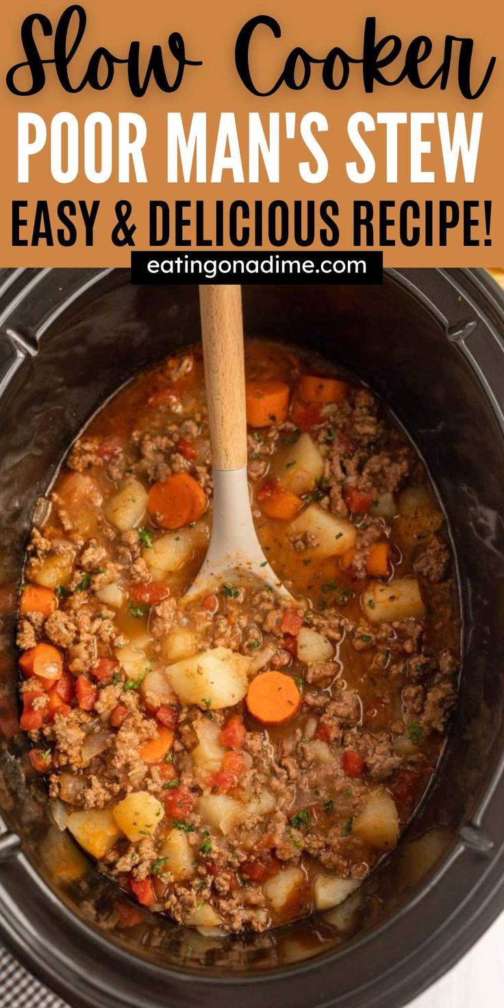 a slow cooker filled with meat and vegetables is ready to be cooked in the crock pot