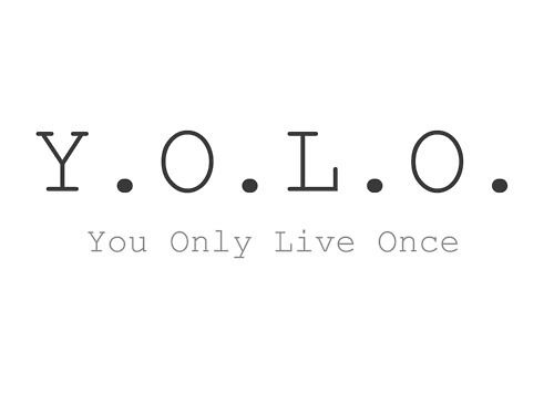 the words yolo you only live once written in black ink on a white background