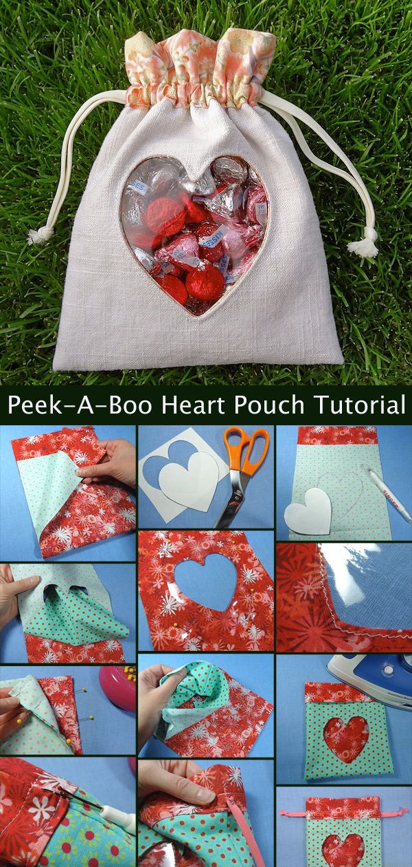 the instructions for how to make a heart pouch