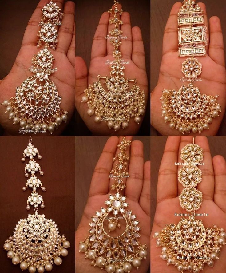 four different types of jewelry in hand