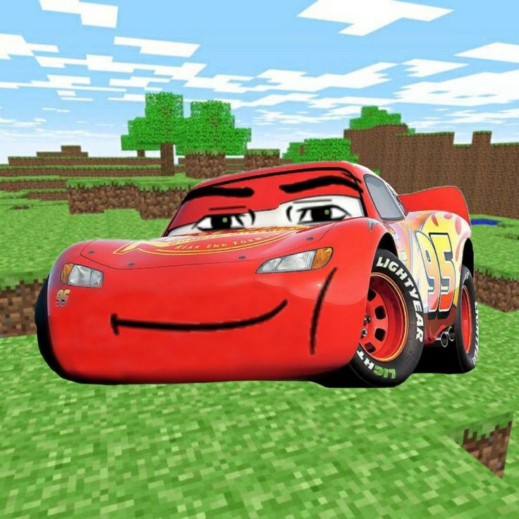 a cartoon character is driving a red car