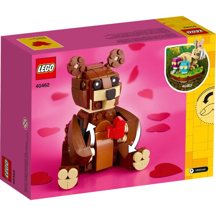 a lego box with a bear holding a heart