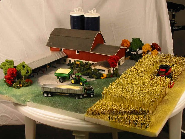 a model farm scene is displayed on a table